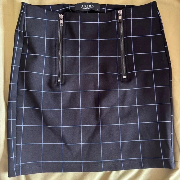 Black and Blue Checkered Women's Skirt - Picture 2 of 4